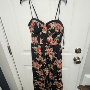 Black Floral Spaghetti Strap Dress